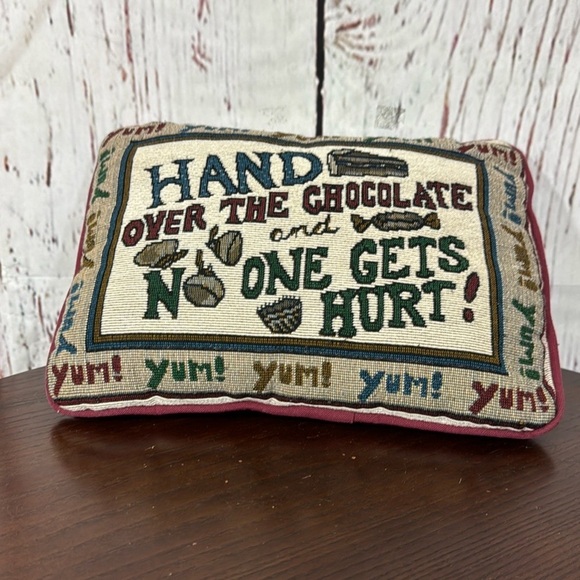 Hand Over the Chocolate Decorative needlepoint Pillow - Picture 7 of 8